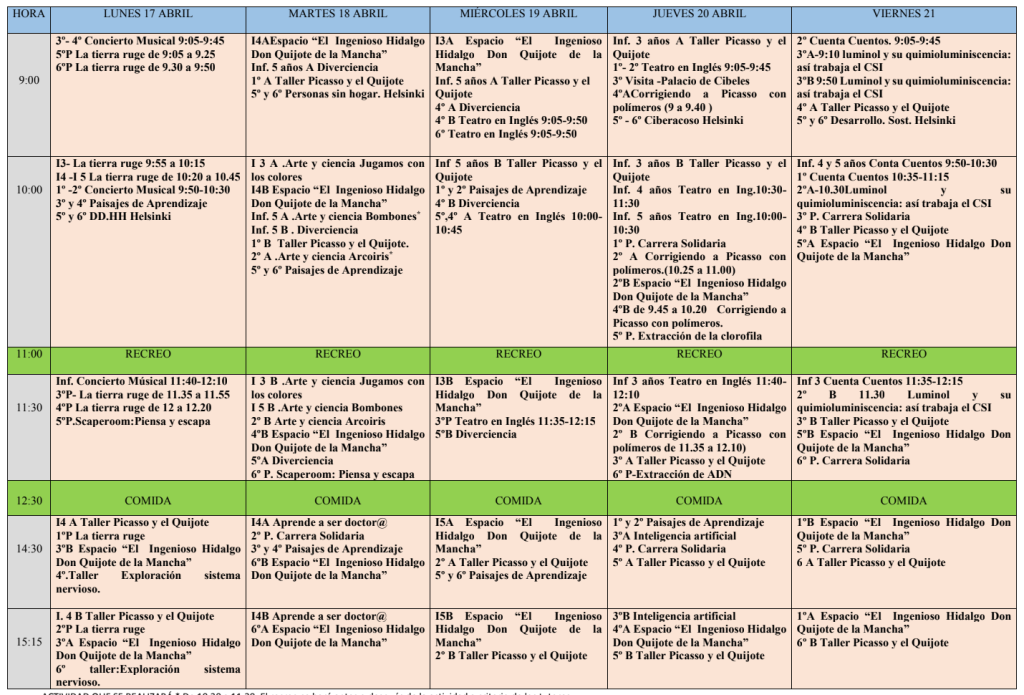 Calendario Jornadas Cientificas Lorenzo Luzuriaga